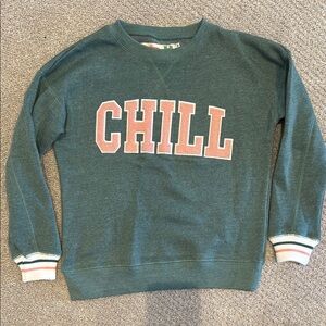 Girls Vintage Havana Green 'CHILL' Sweatshirt